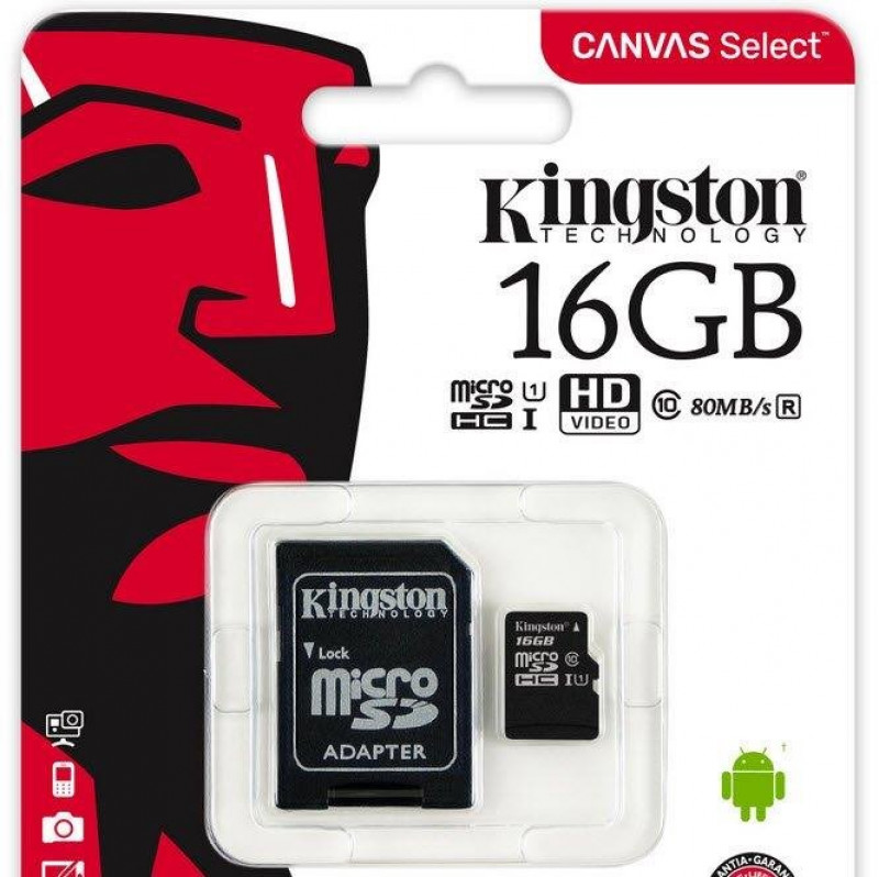 microSDHC 16GB Kingston Class 10 w/a (EU Blister)