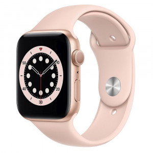 Apple Apple Watch Series 6 GPS, 44mm Gold Aluminium Case with Pink Sport Band - Regular