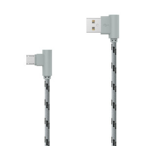 Textilný dátový kábel micro USB sivý lomený 2m 2.4A