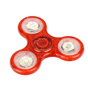 Fidget Spinner LED 4 Červený s trblietkami